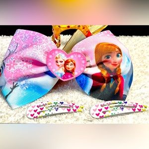 2/12 Hair bundle -Disney Frozen- Elsa with hearts theme clip bonus